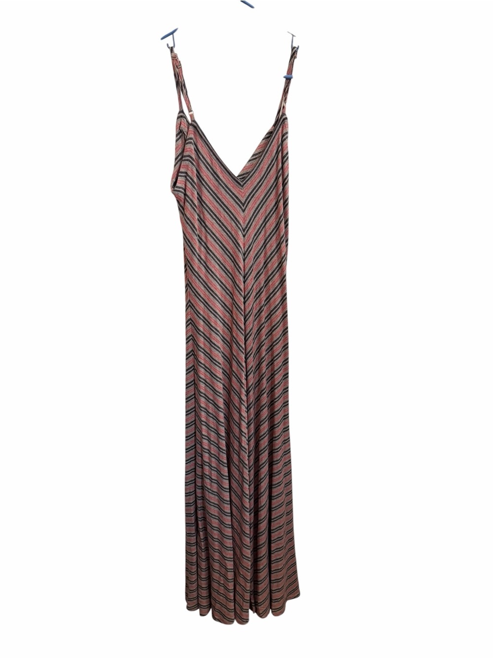 Marty M Striped V-Neck Maxi Dress in Coral and Black Stripes size XS NWT